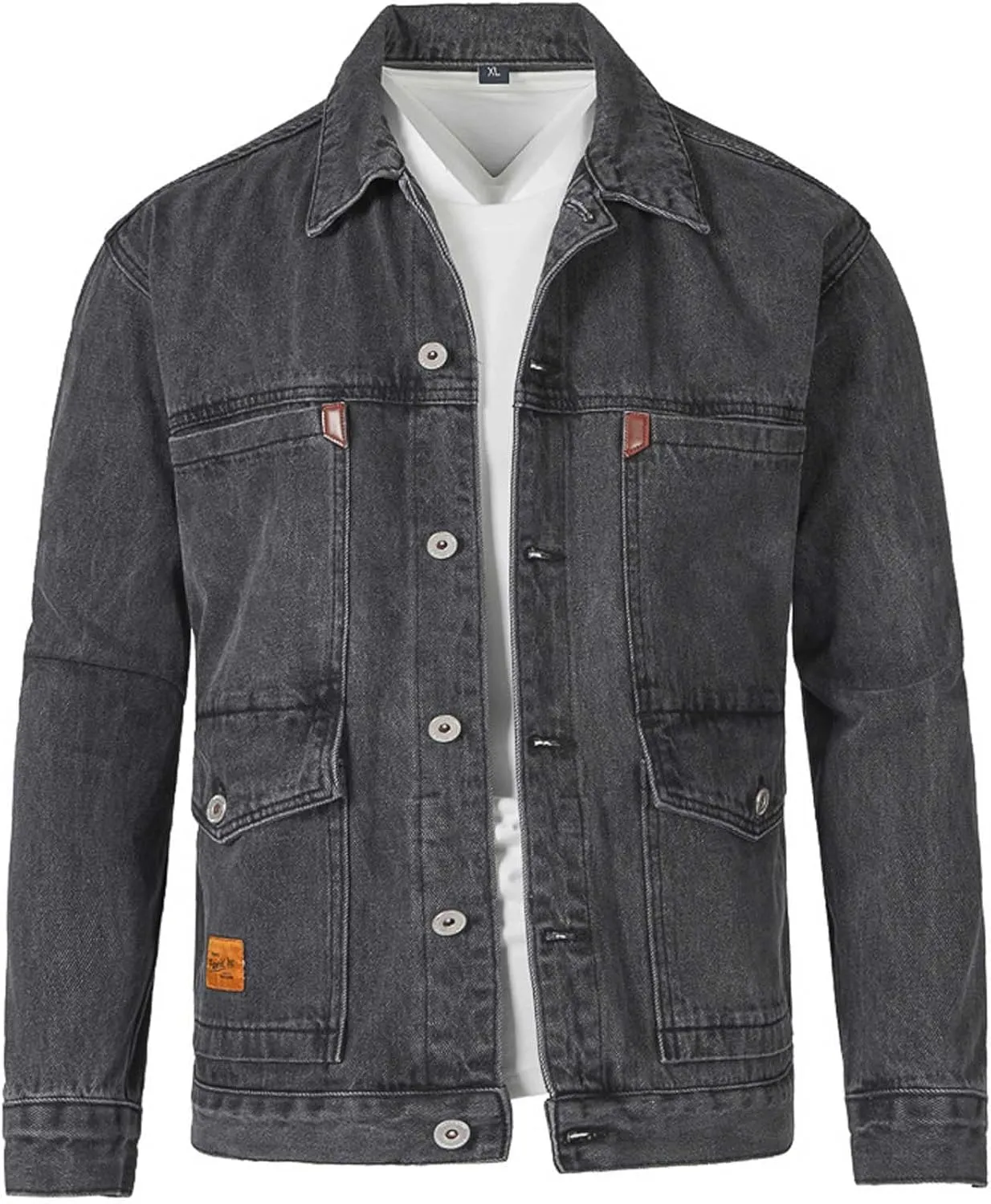 Jean Jacket for Men Classic Washed Denim Jacket Vintage Casual Button Down Distressed Trucker Jacket Sport Coat