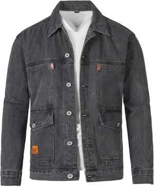 Jean Jacket for Men Classic Washed Denim Jacket Vintage Casual Button Down Distressed Trucker Jacket Sport Coat