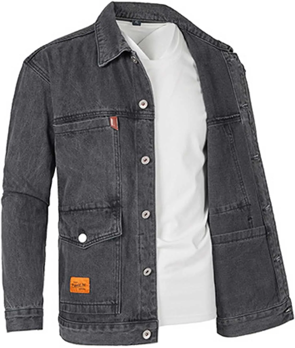 Jean Jacket for Men Classic Washed Denim Jacket Vintage Casual Button Down Distressed Trucker Jacket Sport Coat
