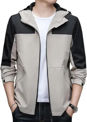 JEShifangjiusu Men Waterproof Breathable Hooded Jacket Raincoat Waterproof Rain Lightweight Running Windbreaker Outdoor Coat