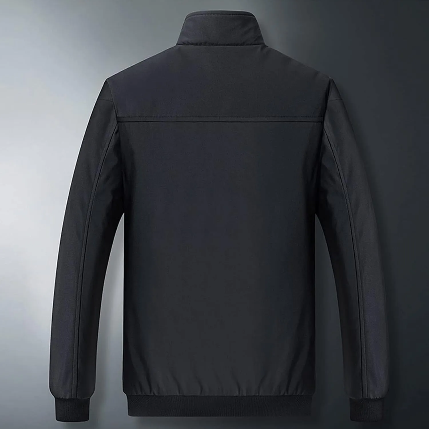 JEShifangjiusu Men'S Plus Velvet Padded Zipper Winter Warm Solid Fleece Jacket Stand Collar Pocket Heavy Loose Coat