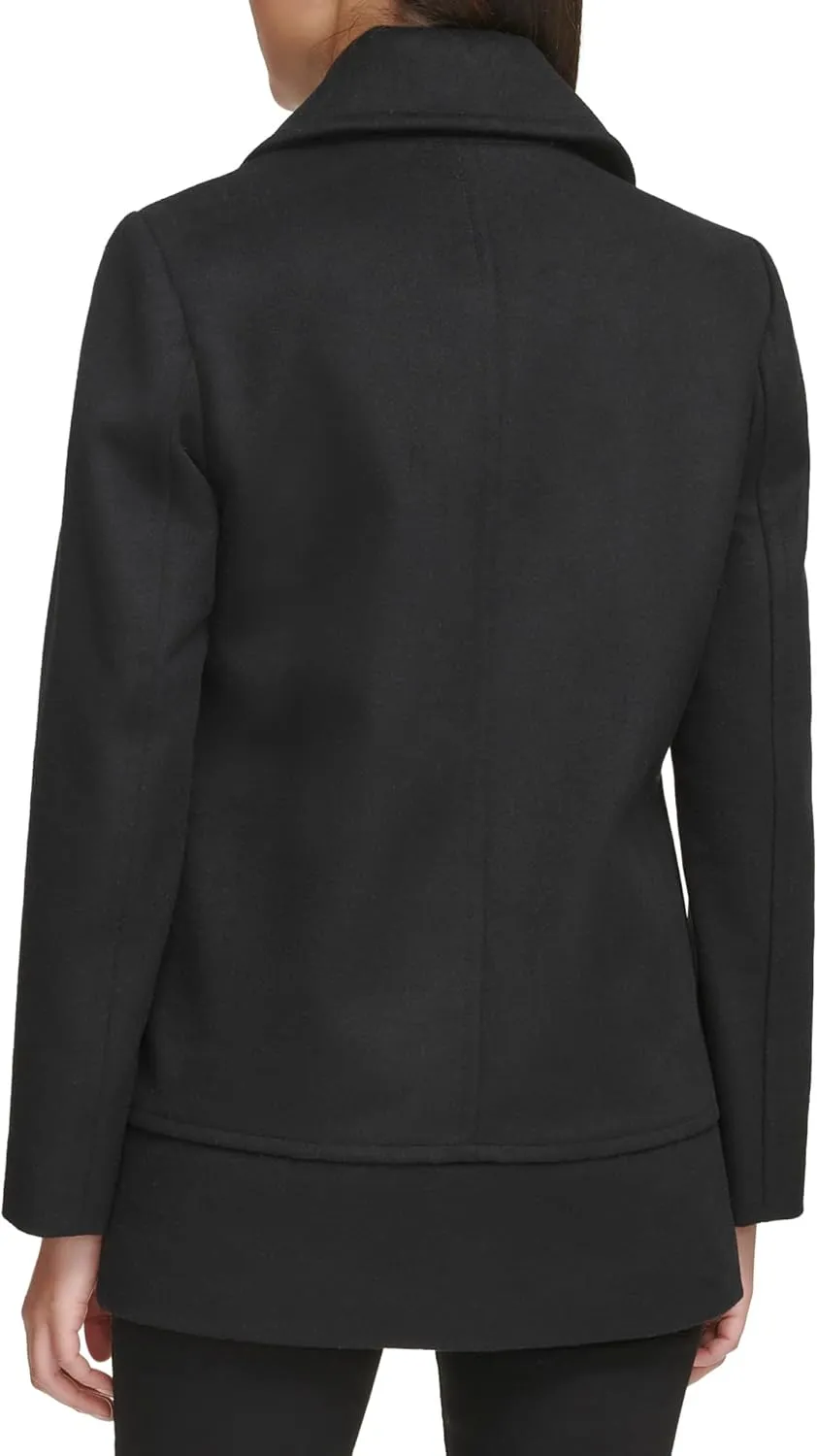 Kenneth Cole Women's Double Breast Notch Collar Button Details Wool Coat