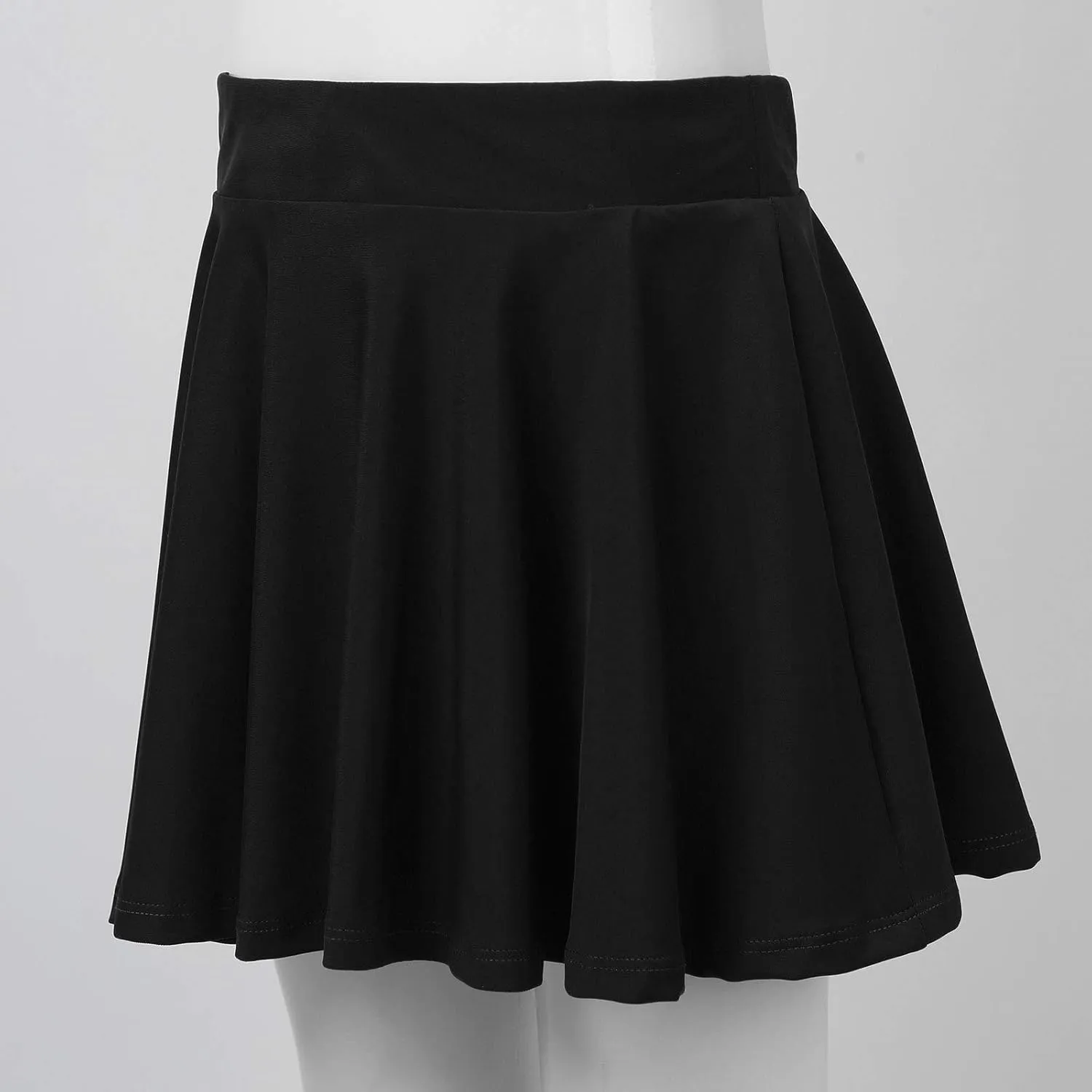Kids Girls Pleated Mini Skirt Stretch Waist Flared Plain Skater Skirt Short Skorts Ballet Gym Dancewear Activewear