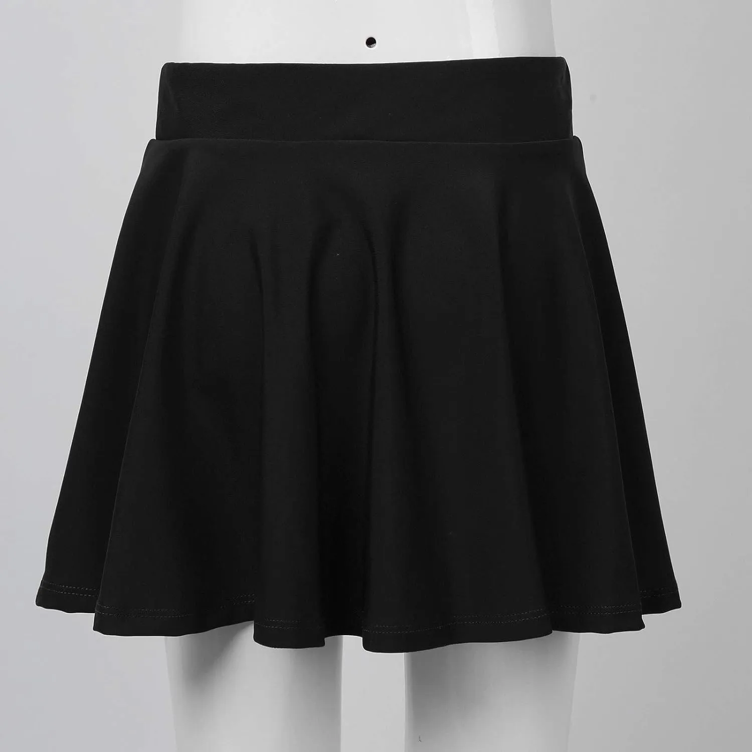 Kids Girls Pleated Mini Skirt Stretch Waist Flared Plain Skater Skirt Short Skorts Ballet Gym Dancewear Activewear