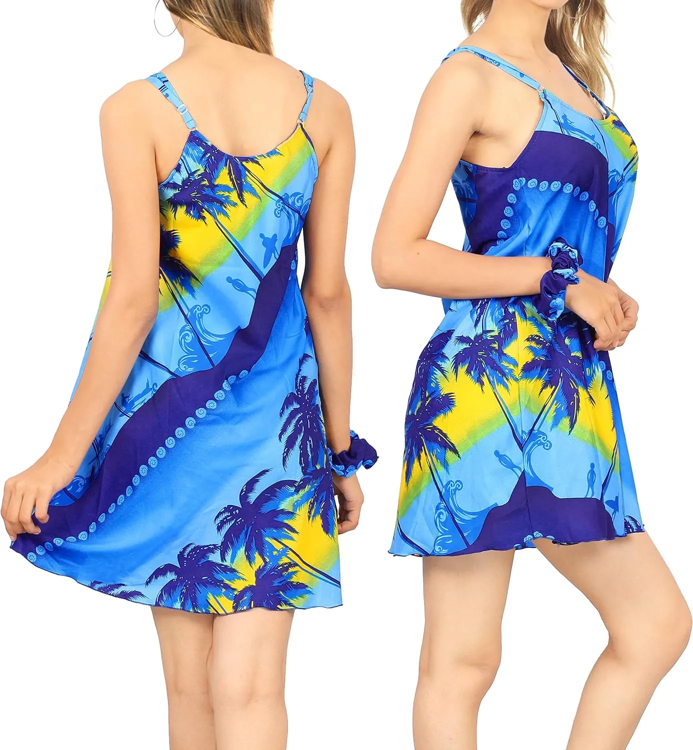 LA LEELA Women's Beach Summer Vacay Dress Honeymoon Nightshirts Mini Slip Nighty