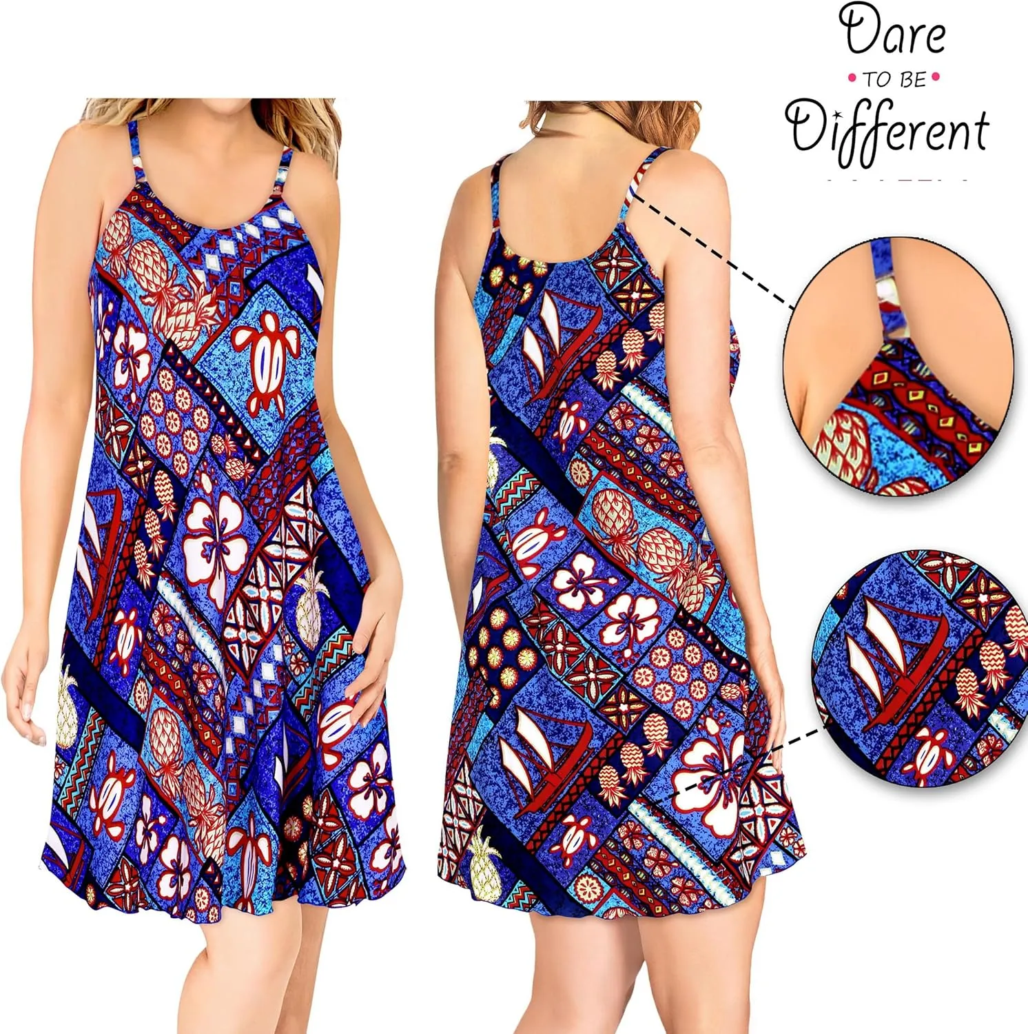 LA LEELA Women's Vacay Beach Summer Beachwear Dress Nightshirts Slip Nighty