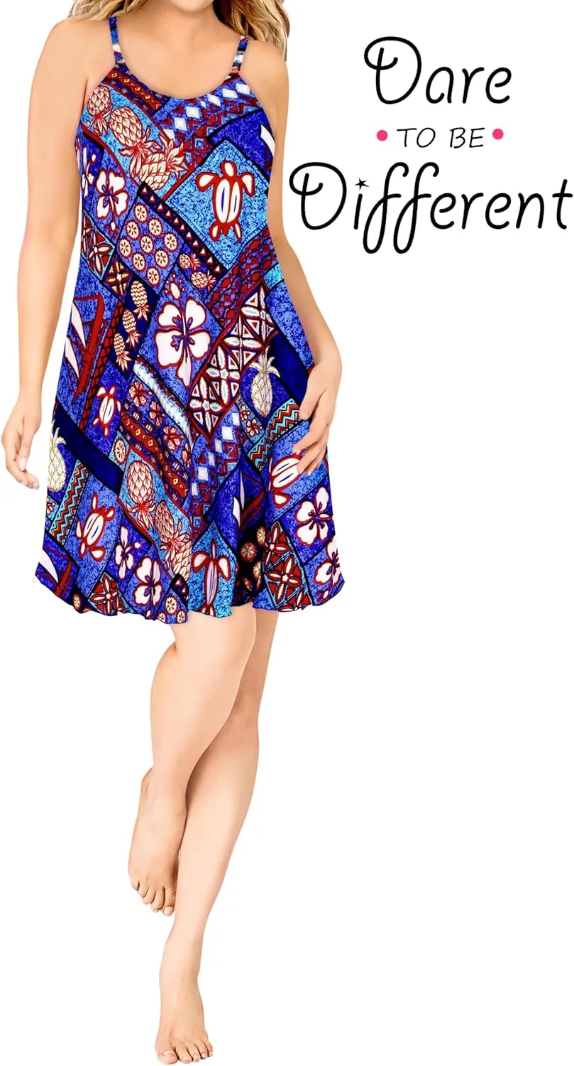 LA LEELA Women's Vacay Beach Summer Beachwear Dress Nightshirts Slip Nighty