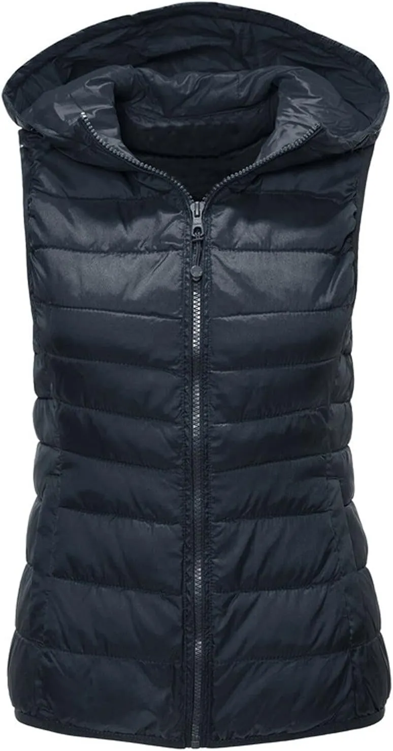 LCMTWX Black Puffer Vest Vest European and American Cotton Jackets Color Stand-up Collar Zipper Plus Size Winter Warm Black