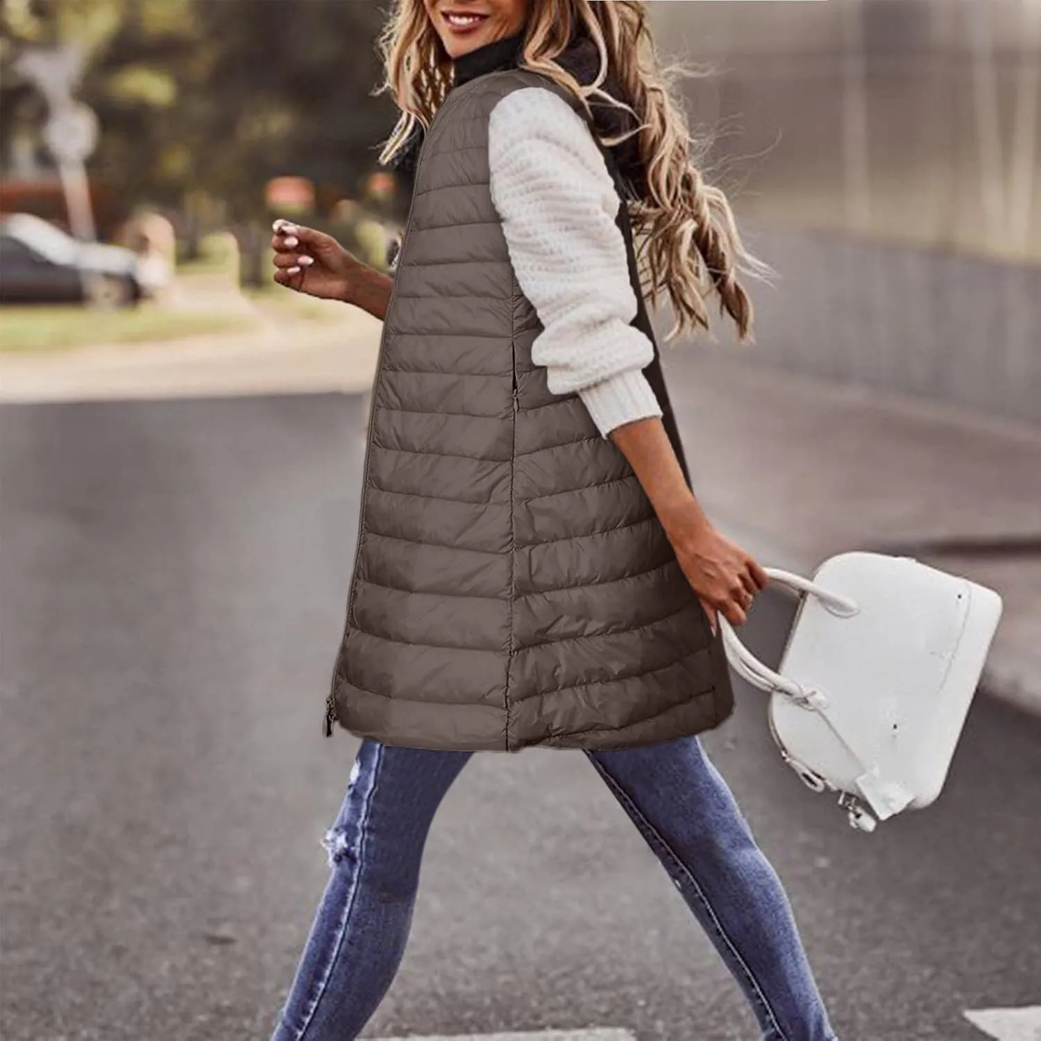 LCMTWX Black Vest Women Puffer Vest With Hood Sleeveless Warm Down Coat With Pockets Quilted Vest Down Plus Size Winter