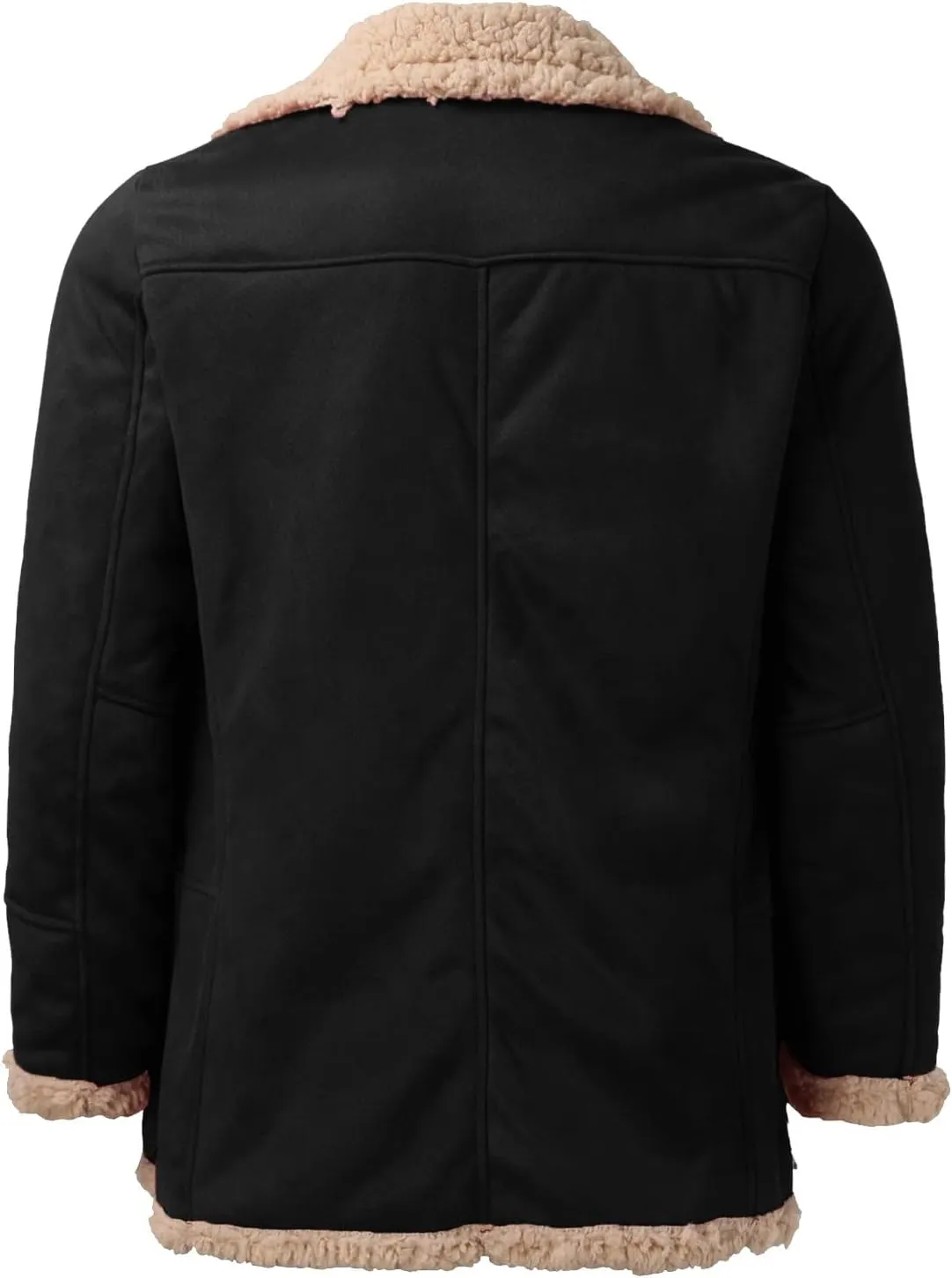 LCMTWX Men's Thick Thermal Winter Jacket Single-breasted Solid Color Lapel Long Sleeve Coat Cardigan Plush Mens Puffer