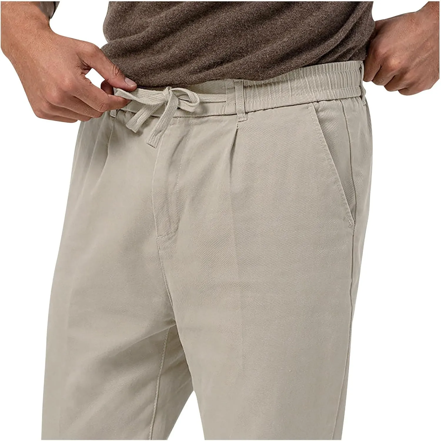 Lightweight Casual Pants for Men Classic Hiking Pants Tapered Work Pants Stretch Khaki Pants Pants with Ribbon