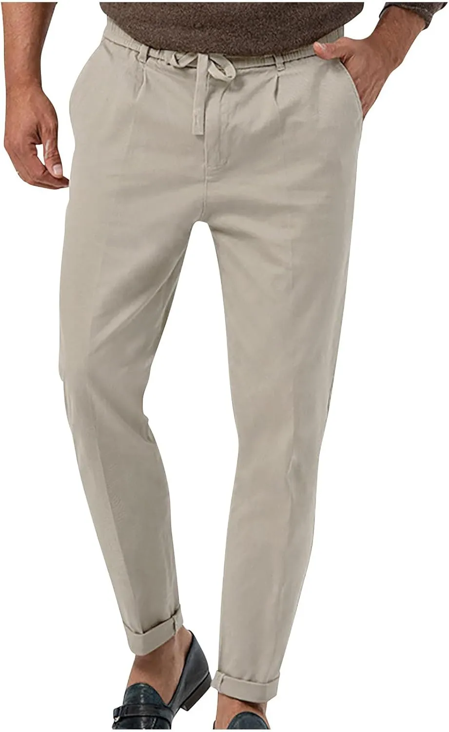 Lightweight Casual Pants for Men Classic Hiking Pants Tapered Work Pants Stretch Khaki Pants Pants with Ribbon