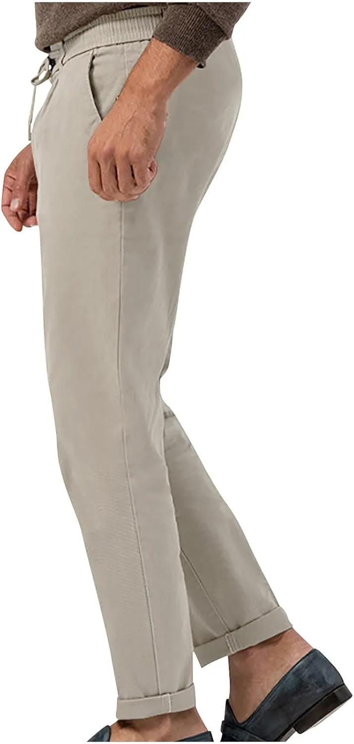 Lightweight Casual Pants for Men Classic Hiking Pants Tapered Work Pants Stretch Khaki Pants Pants with Ribbon