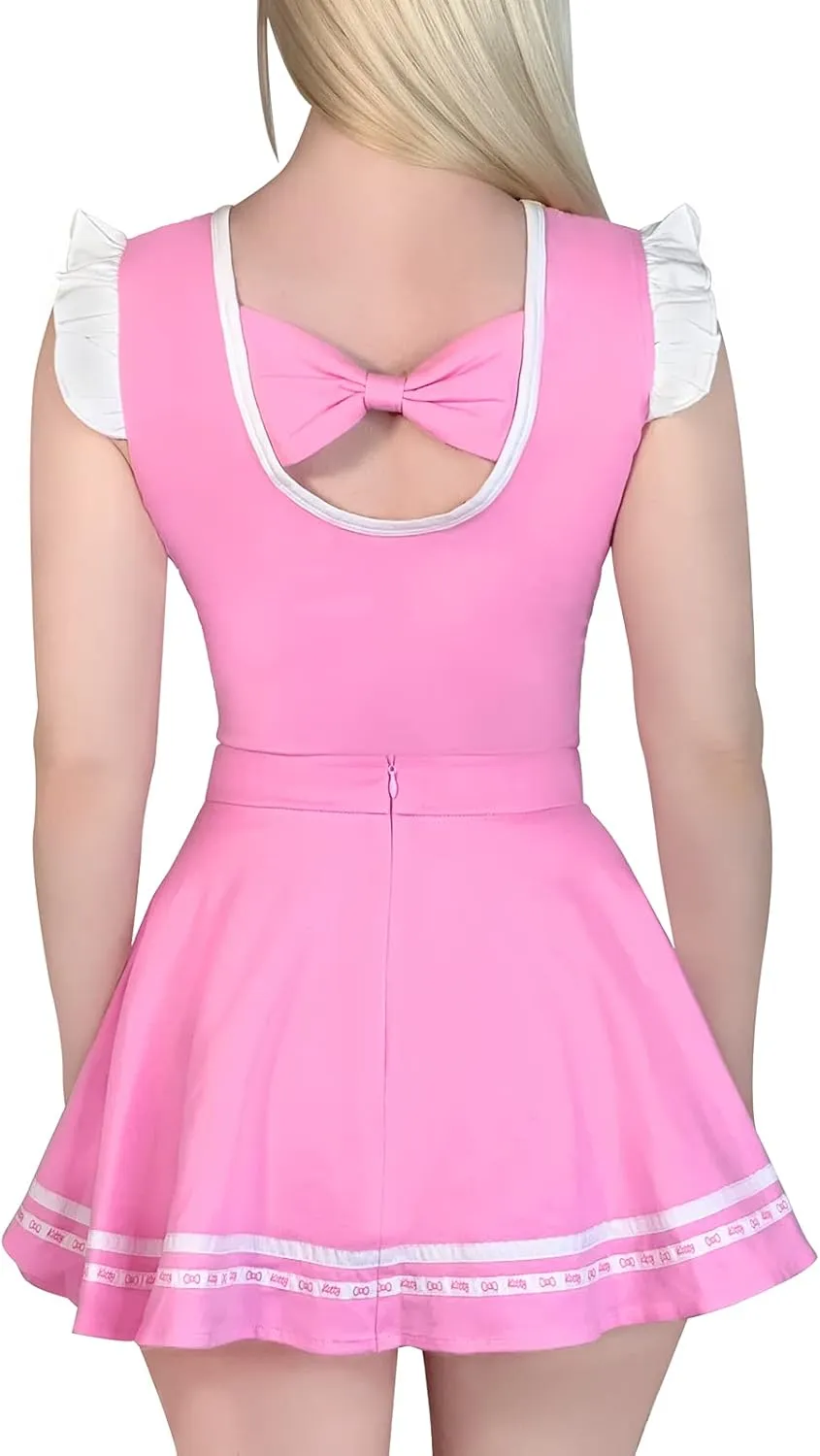 Littleforbig Cotton Romper Onesie Pajamas Bodysuit - Cosplay Girl Hello Cat Skirt Set