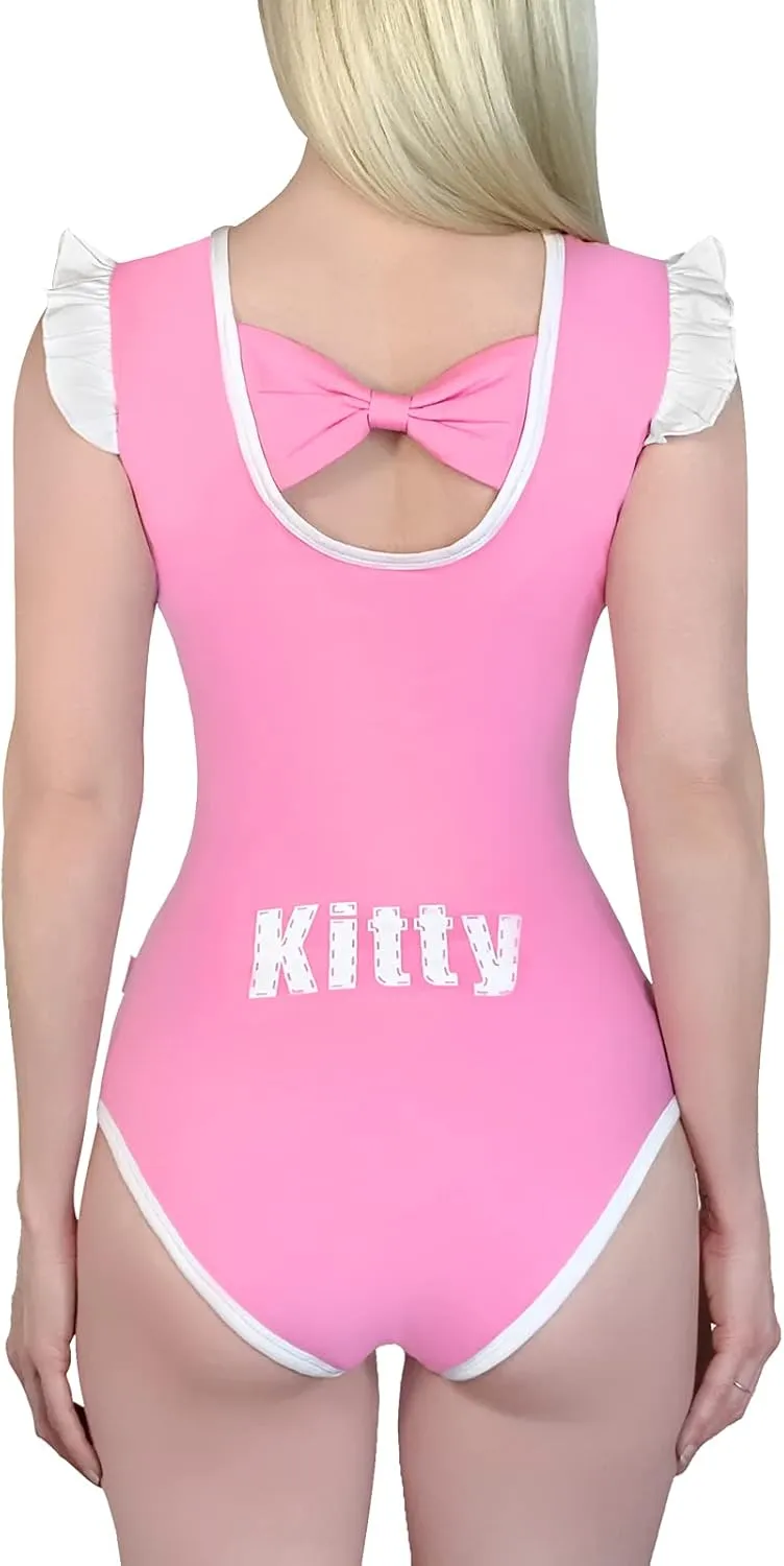 Littleforbig Cotton Romper Onesie Pajamas Bodysuit - Cosplay Girl Hello Cat Skirt Set