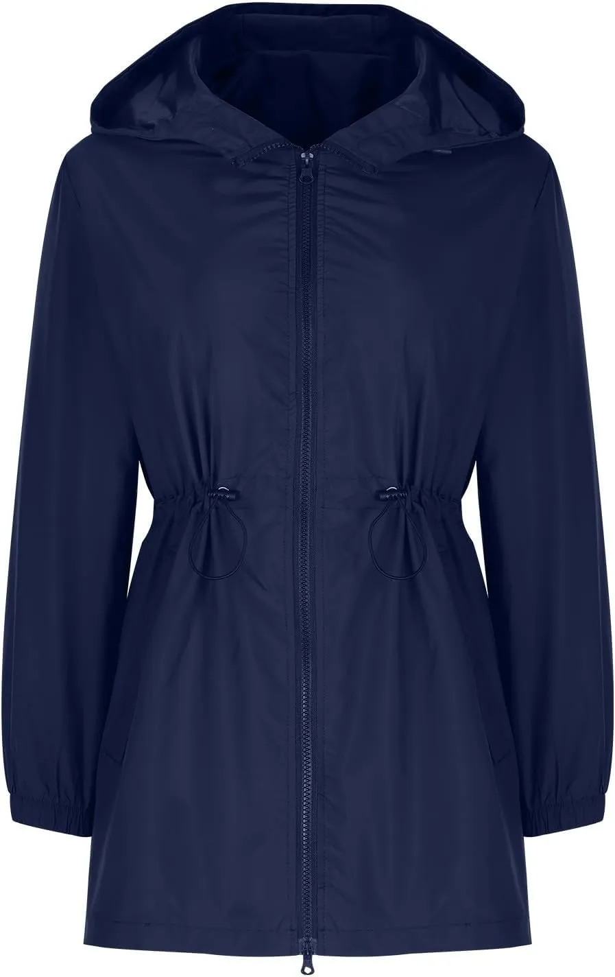 Lmdudan Women Long Raincoat with Hood Outdoor Lightweight Windbreaker Rain Jacket Waterproof Hiking Casual Softshell Jackets