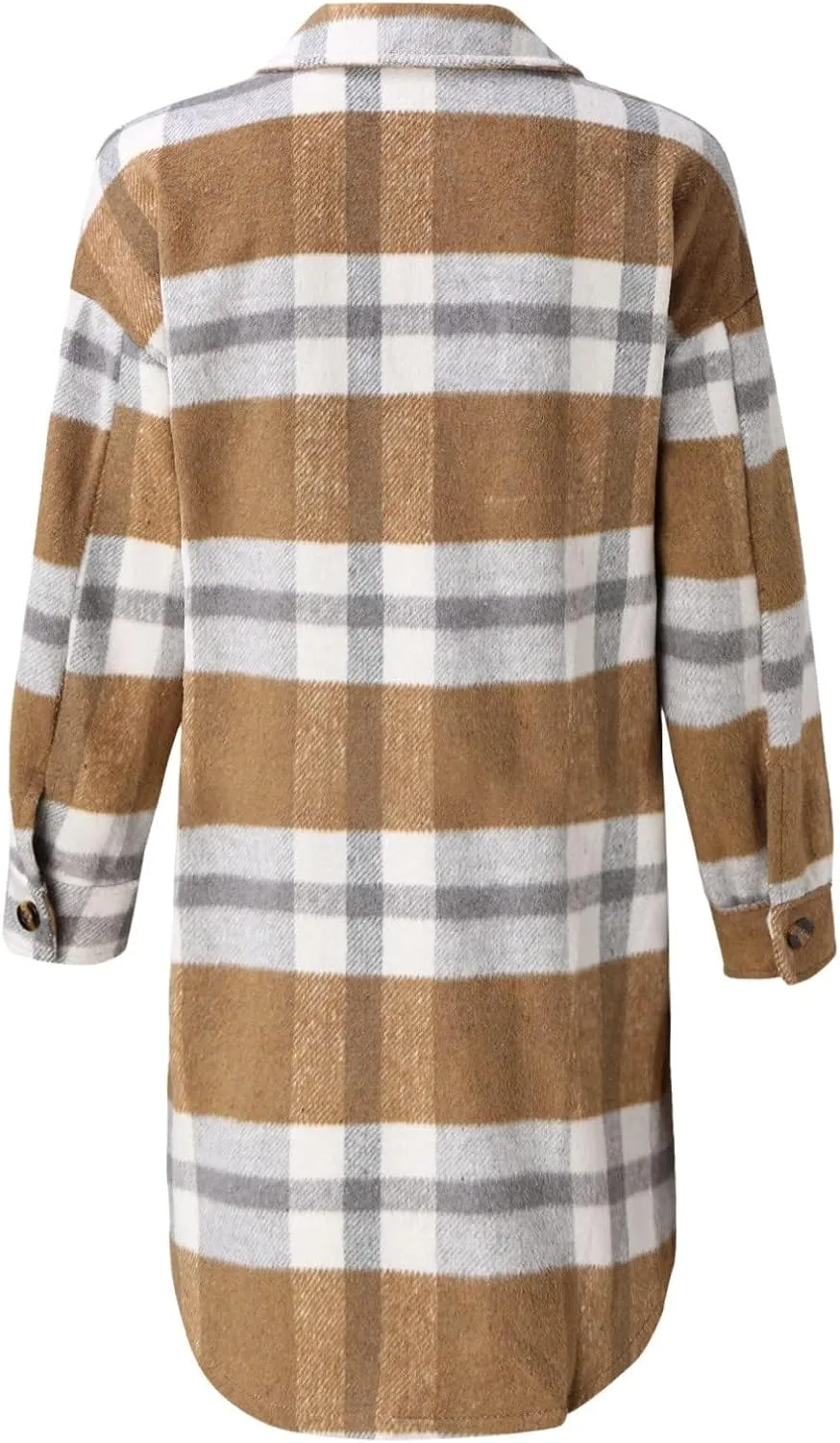 Long Coats for Women Trendy Plaid Flannel Jacket Color Block Jackets Wool Blend Coat Button Down Top
