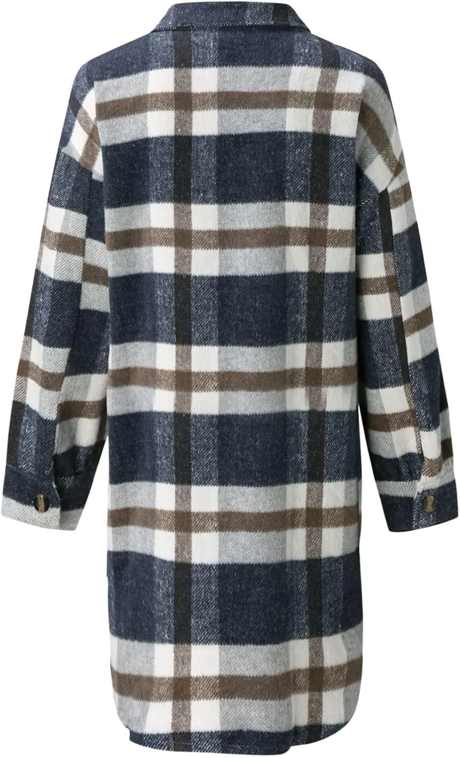 Long Coats for Women Trendy Plaid Flannel Jacket Color Block Jackets Wool Blend Coat Button Down Top
