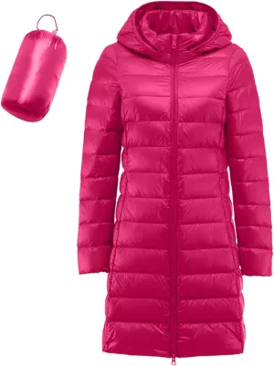 Long Puffer Jackets for Women Winter Warm Down Jackets Lightweight Removable Hood Thickened Puffer Quilted Coats