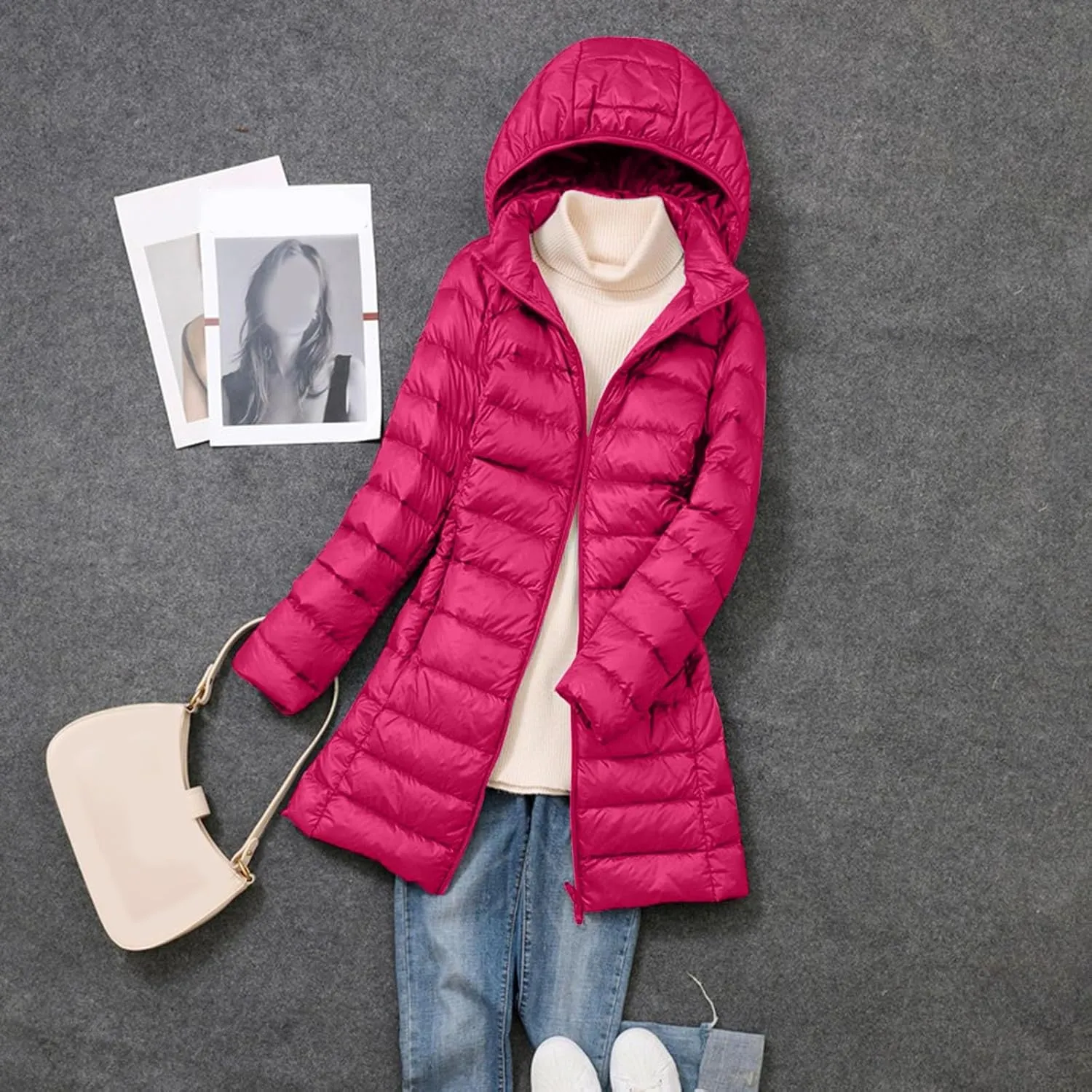 Long Puffer Jackets for Women Winter Warm Down Jackets Lightweight Removable Hood Thickened Puffer Quilted Coats