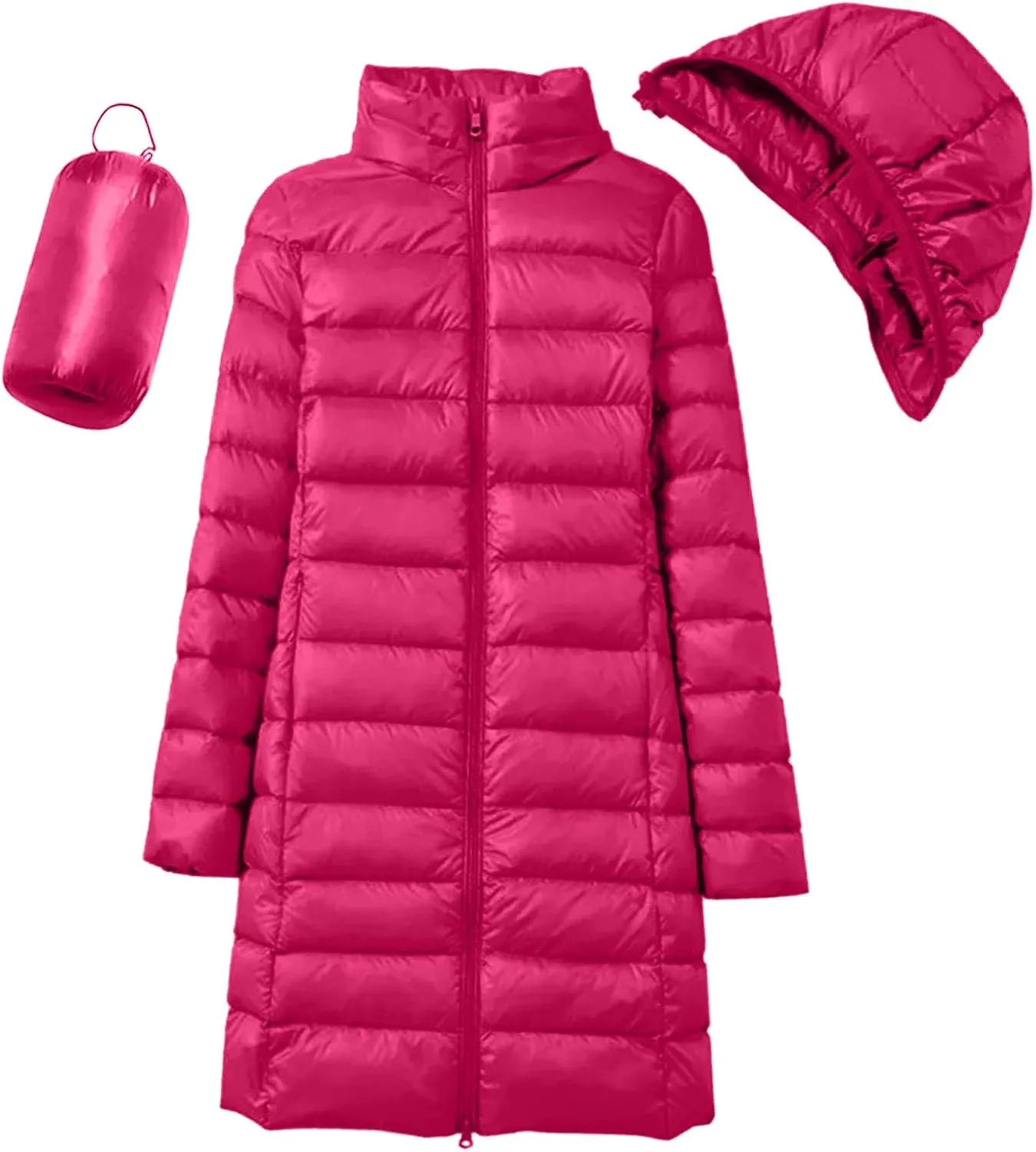 Long Puffer Jackets for Women Winter Warm Down Jackets Lightweight Removable Hood Thickened Puffer Quilted Coats