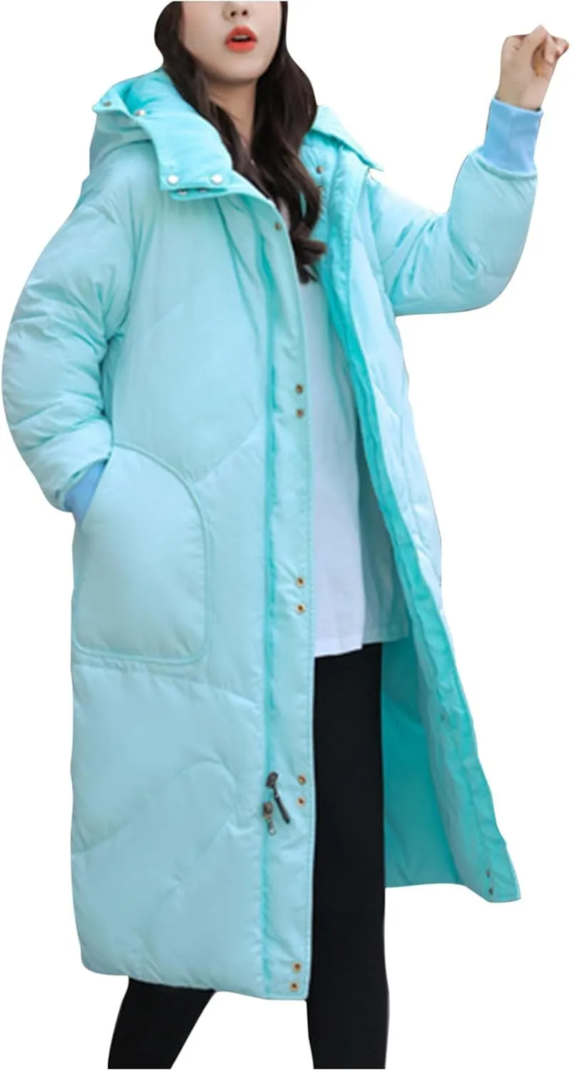 Long Puffer Jackets Womens Winter Coats with Removable Hood Plus Size Maxi Down Coats Parkas Quilted Jackets Down Coats