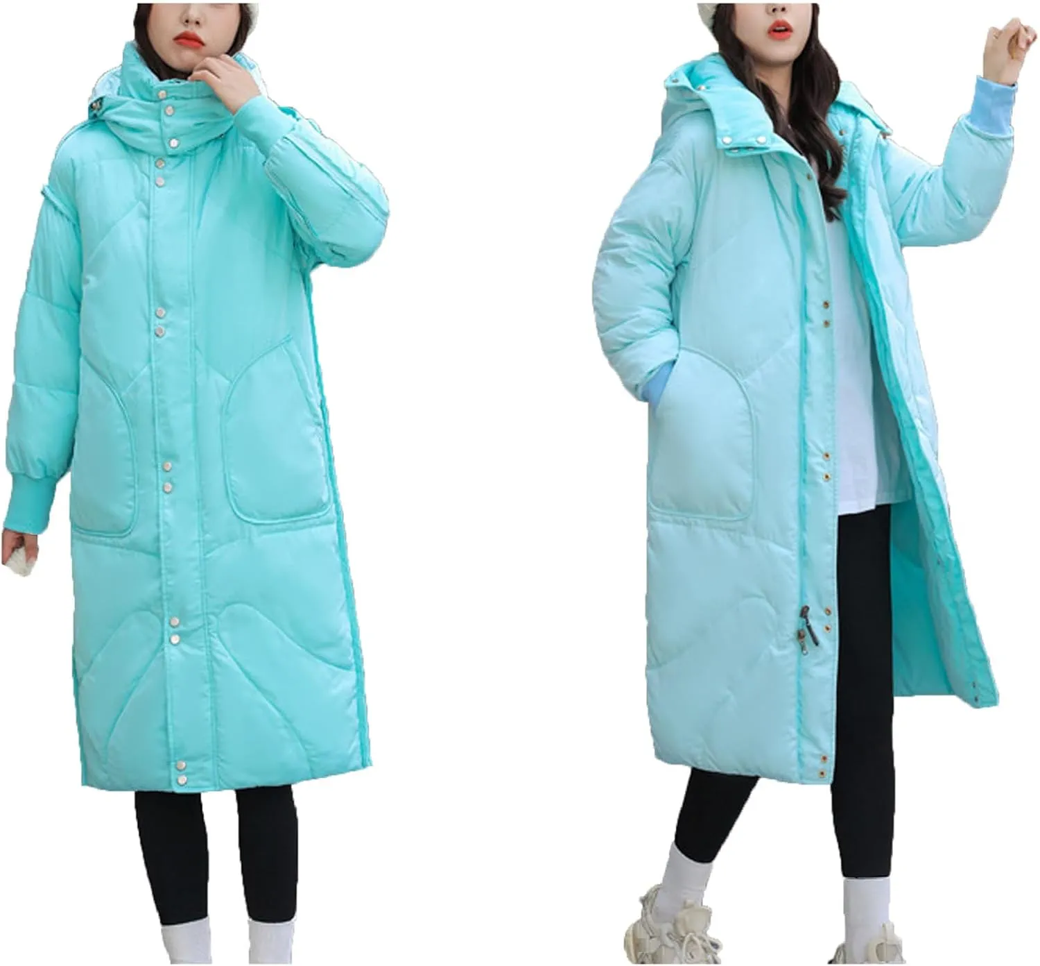 Long Puffer Jackets Womens Winter Coats with Removable Hood Plus Size Maxi Down Coats Parkas Quilted Jackets Down Coats