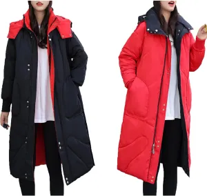 Long Puffer Jackets Womens Winter Coats with Removable Hood Plus Size Maxi Down Coats Parkas Quilted Jackets Down Coats