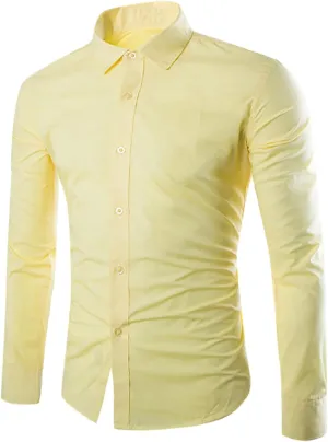 Long Sleeve Dress Shirts for Men Button Down Collared Regular Fit Shirt Business Office Work Casual Wedding Shirt