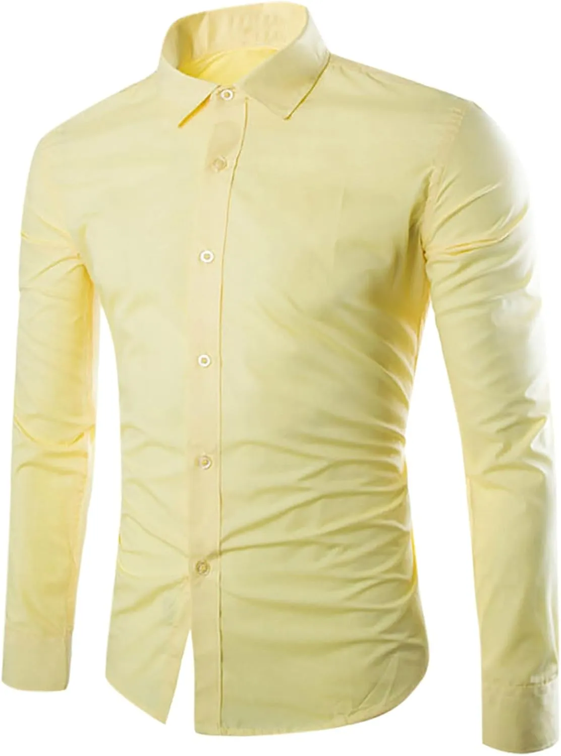 Long Sleeve Dress Shirts for Men Button Down Collared Regular Fit Shirt Business Office Work Casual Wedding Shirt