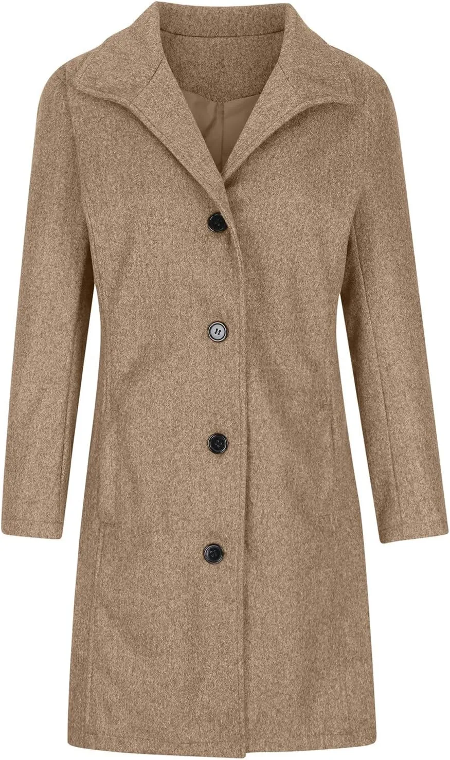 Long Trench Coats for Women Winter Jackets with Pocket Wool Blend Pea Coat Single Breasted Coats