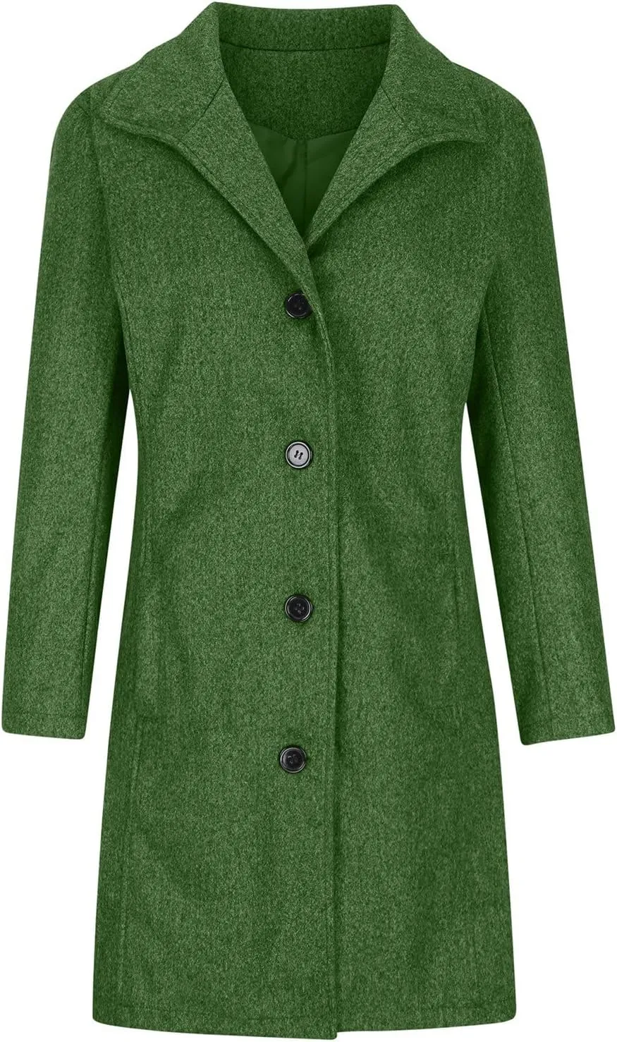 Long Trench Coats for Women Winter Jackets with Pocket Wool Blend Pea Coat Single Breasted Coats