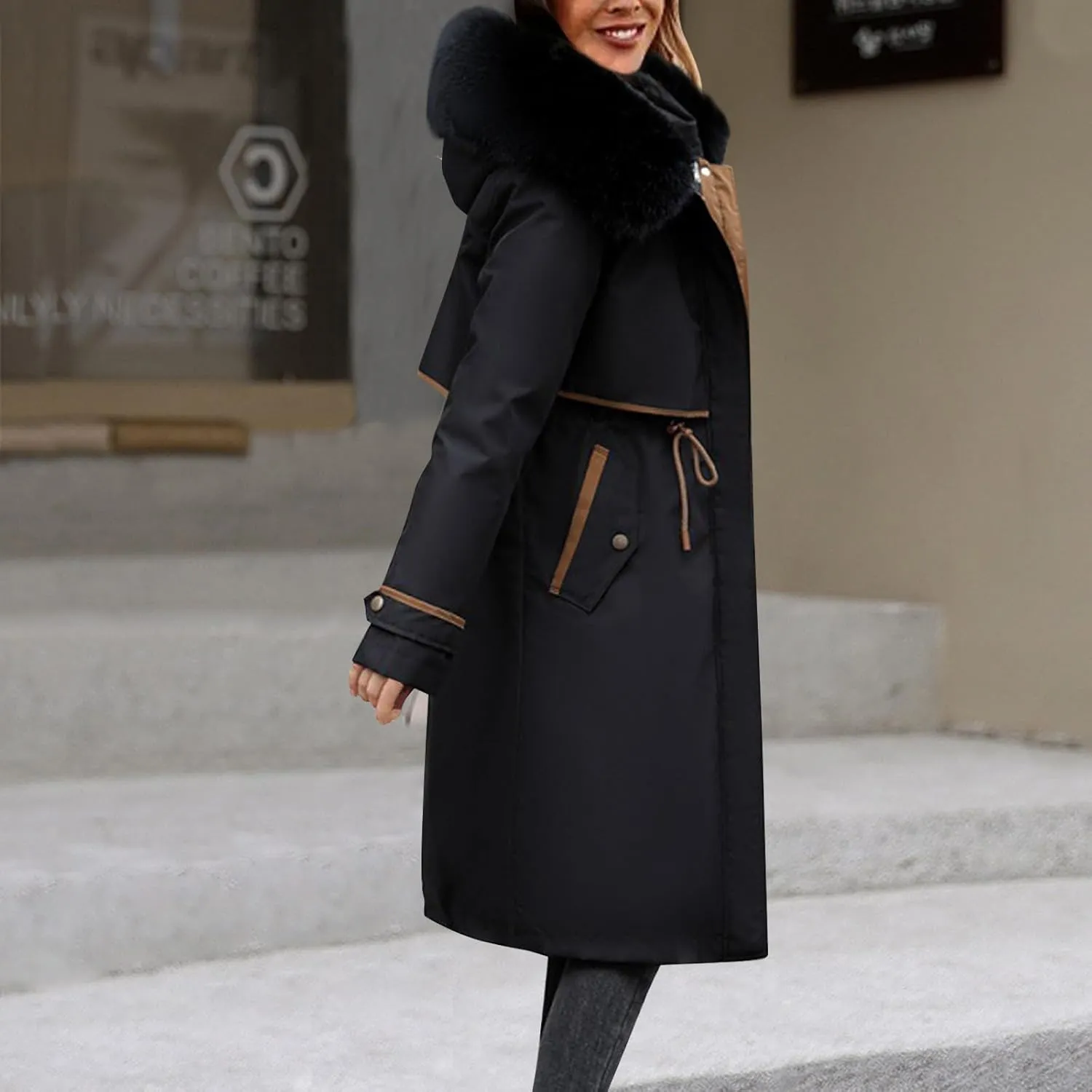 Long Winter Coats for Women Maxi Down Parka Warm Puffer Jacket Faux Fur Hood Cold-Resistant Thicken Overcoat