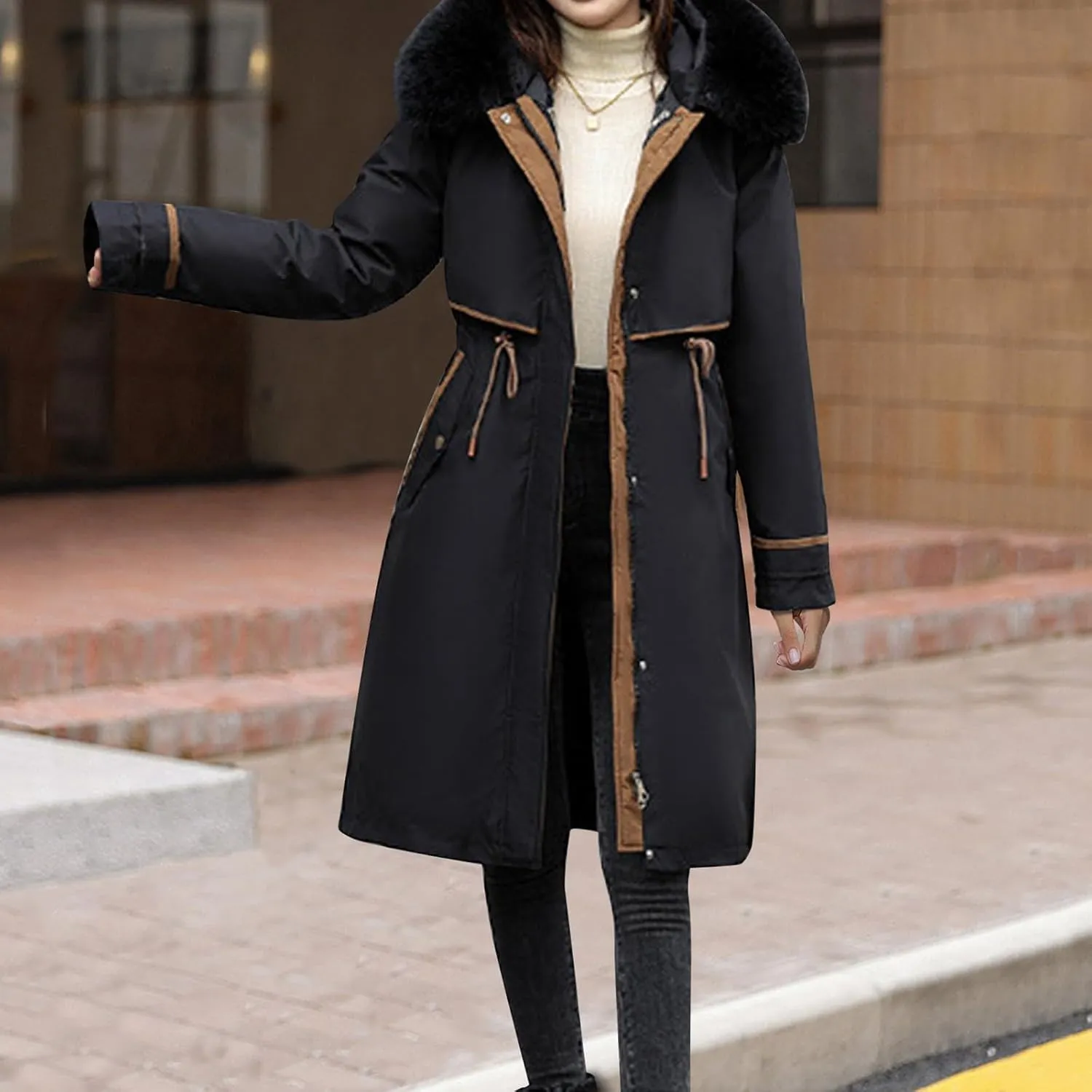 Long Winter Coats for Women Maxi Down Parka Warm Puffer Jacket Faux Fur Hood Cold-Resistant Thicken Overcoat