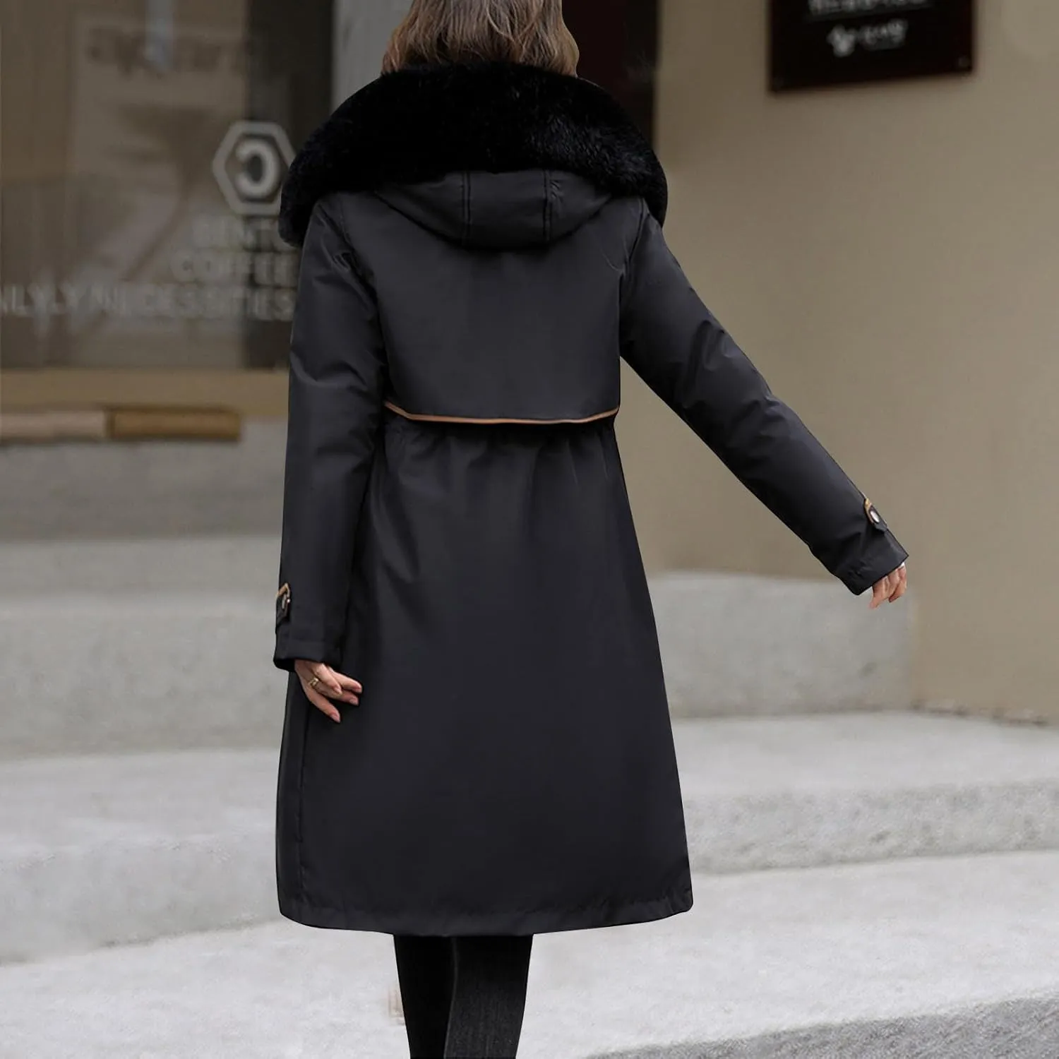 Long Winter Coats for Women Maxi Down Parka Warm Puffer Jacket Faux Fur Hood Cold-Resistant Thicken Overcoat