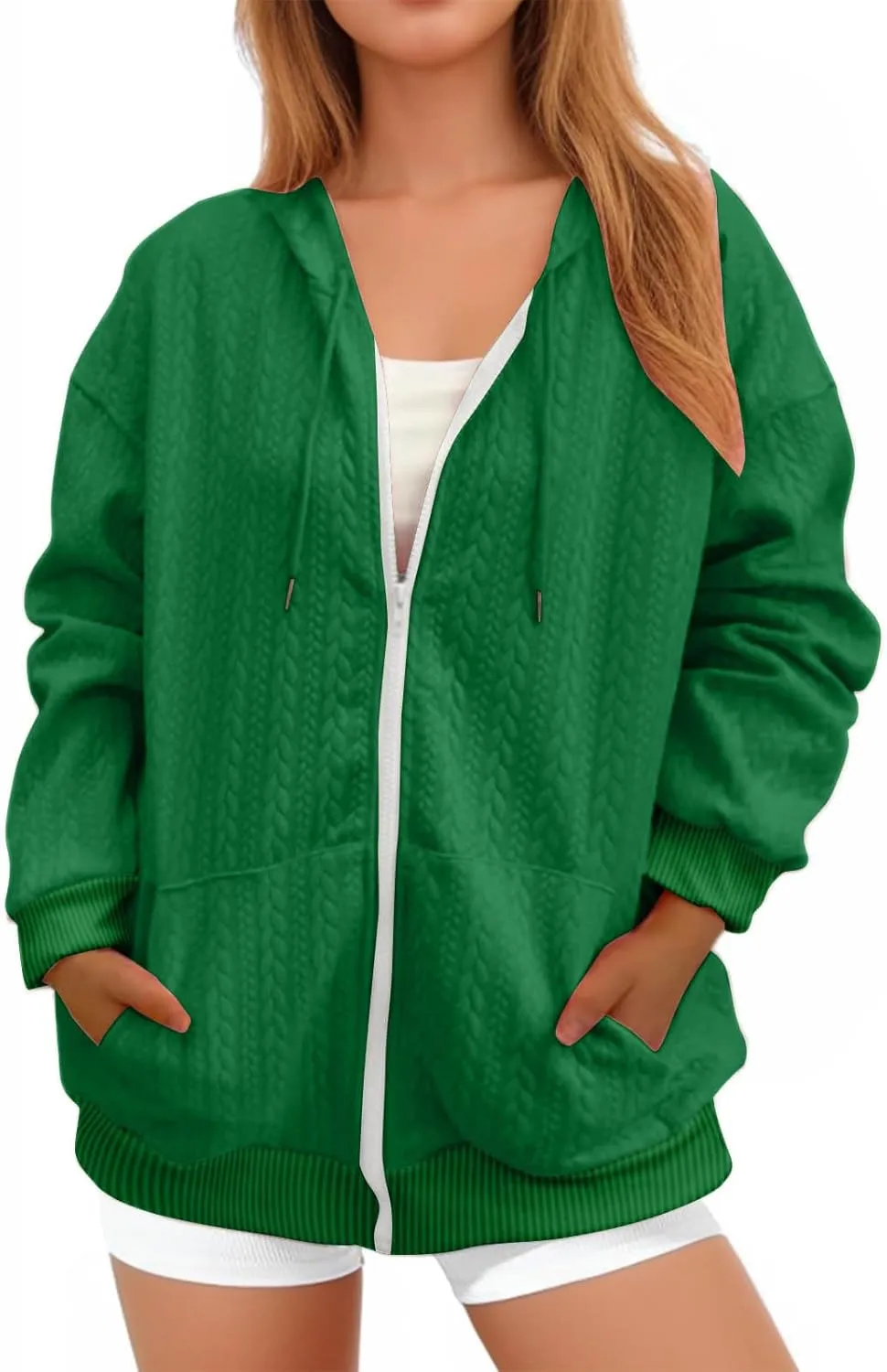 Lpmadey Women's Full Zip Up Hoodie Long Sleeve Hooded Sweatshirts Pockets Jacket Coat for Women Preppy Sweatshirt Y2k Clothes