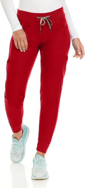 MediChic Women's Navy Jogger Scrub Pants (29' Inseam, 3X Size), 6 Pockets, Ribbed, 4-Way Stretch, Hannah Model