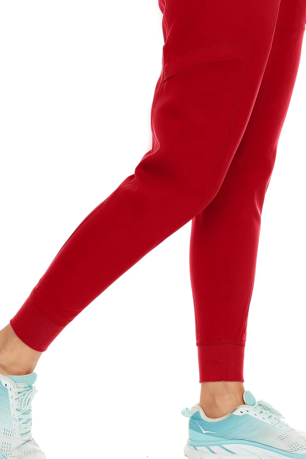 MediChic Women's Navy Jogger Scrub Pants (29' Inseam, 3X Size), 6 Pockets, Ribbed, 4-Way Stretch, Hannah Model