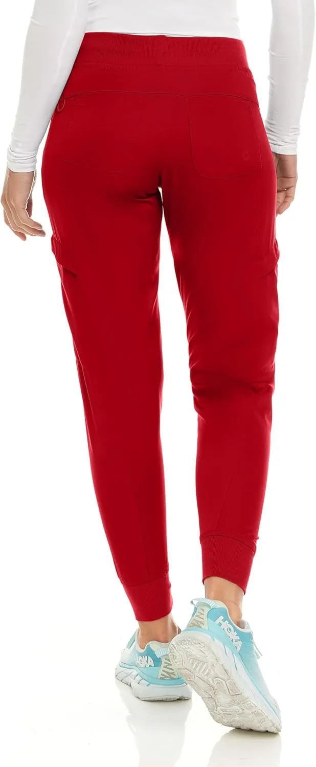 MediChic Women's Navy Jogger Scrub Pants (29' Inseam, 3X Size), 6 Pockets, Ribbed, 4-Way Stretch, Hannah Model