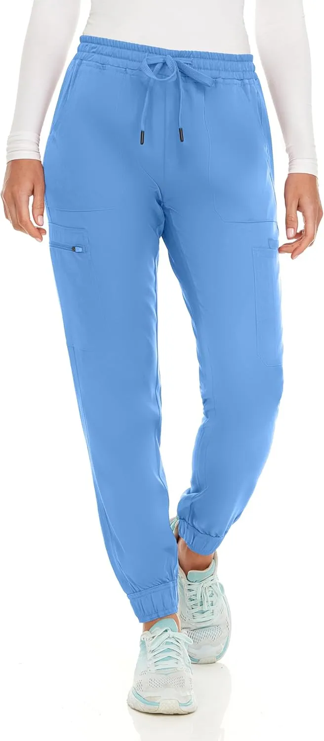 MediChic Women's Seven Pocket Cargo Scrub Pants Joggers with 4-Way Stretch Scrubs, Easy Care for Women
