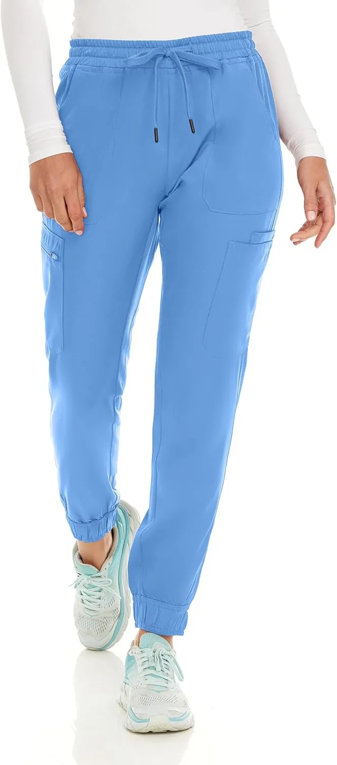 MediChic Women's Seven Pocket Cargo Scrub Pants Joggers with 4-Way Stretch Scrubs, Easy Care for Women