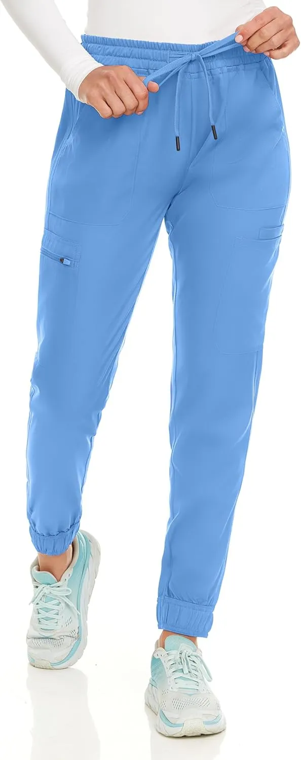 MediChic Women's Seven Pocket Cargo Scrub Pants Joggers with 4-Way Stretch Scrubs, Easy Care for Women