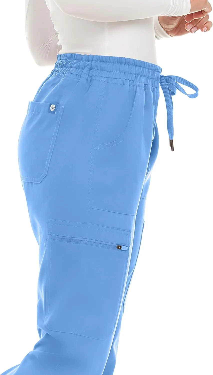 MediChic Women's Seven Pocket Cargo Scrub Pants Joggers with 4-Way Stretch Scrubs, Easy Care for Women