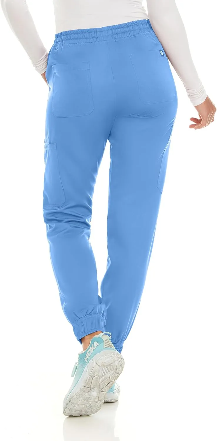 MediChic Women's Seven Pocket Cargo Scrub Pants Joggers with 4-Way Stretch Scrubs, Easy Care for Women