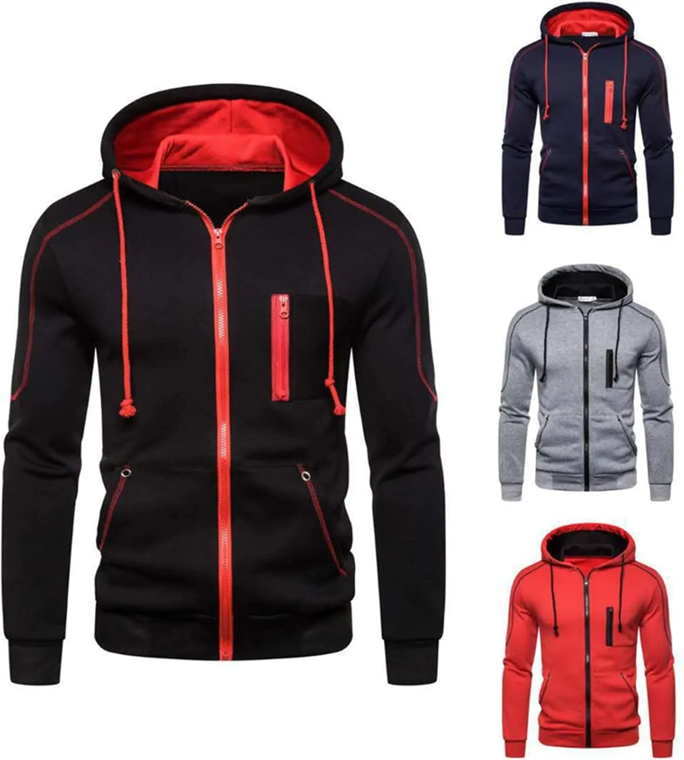 Men Hoodies Jacket Fleece Zipper Hooded Coat Sportwear Male Streetwear Tracksuit Sweatshirts