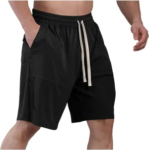 Mens Athletic Shorts Quick Dry Casual Plain Short Pant Polyester Drawstring Elastic Waist Mens Gym Gifts Fitness