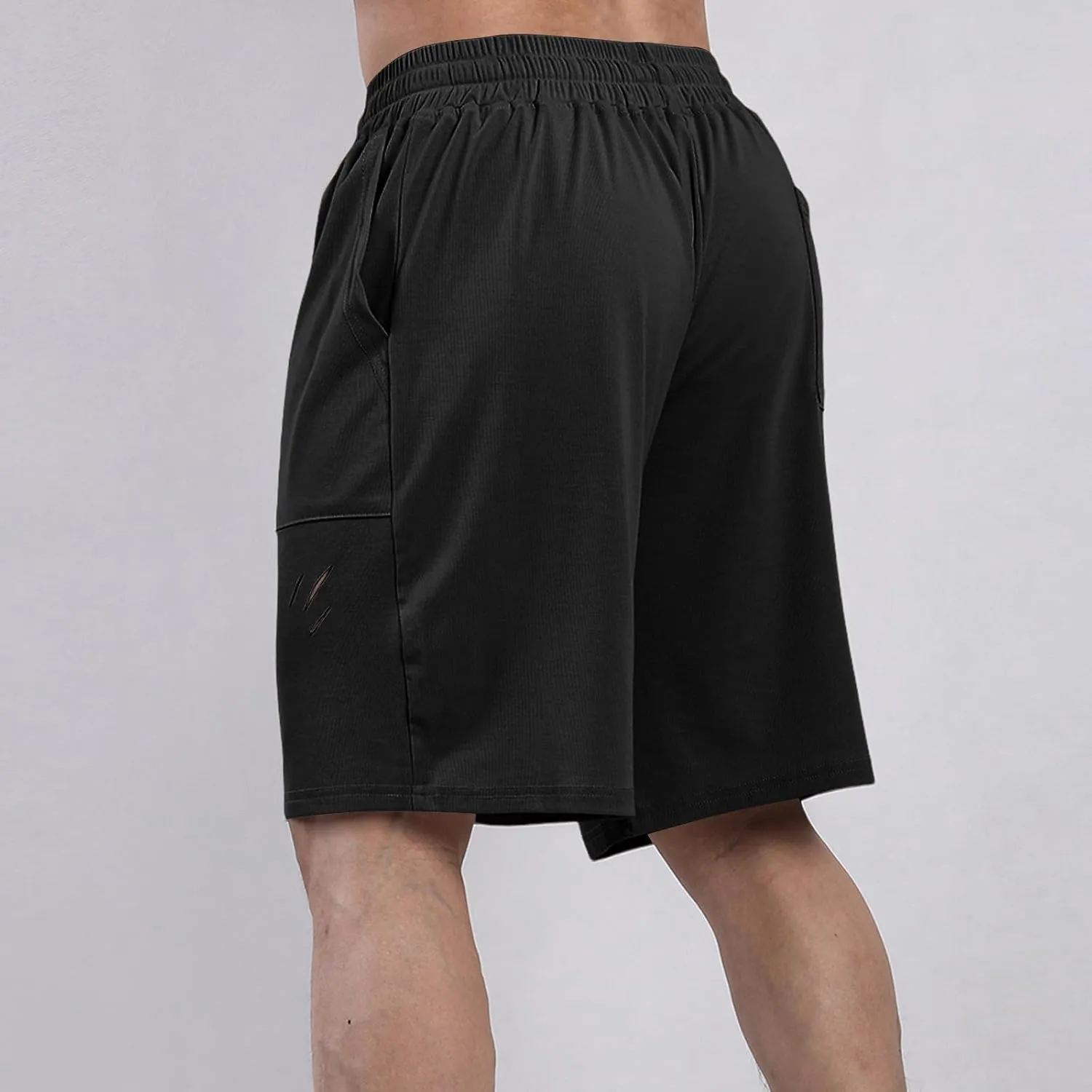 Mens Athletic Shorts Quick Dry Casual Plain Short Pant Polyester Drawstring Elastic Waist Mens Gym Gifts Fitness