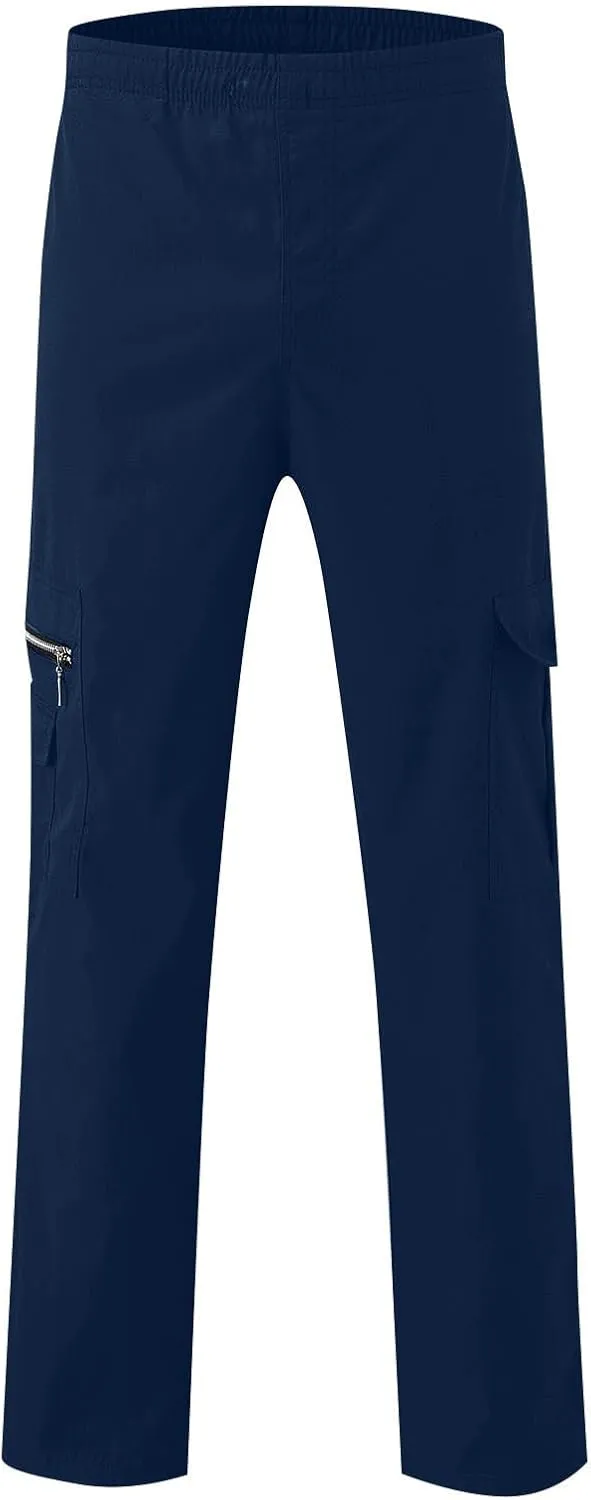 Men's Cargo Pants Relaxed Fit Elastic Waist Pants Straight Leg Chinos Pants High Waisted Track Pants with Pockets