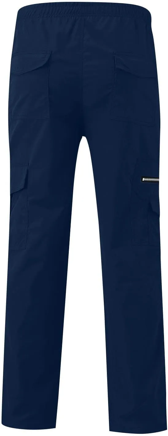 Men's Cargo Pants Relaxed Fit Elastic Waist Pants Straight Leg Chinos Pants High Waisted Track Pants with Pockets