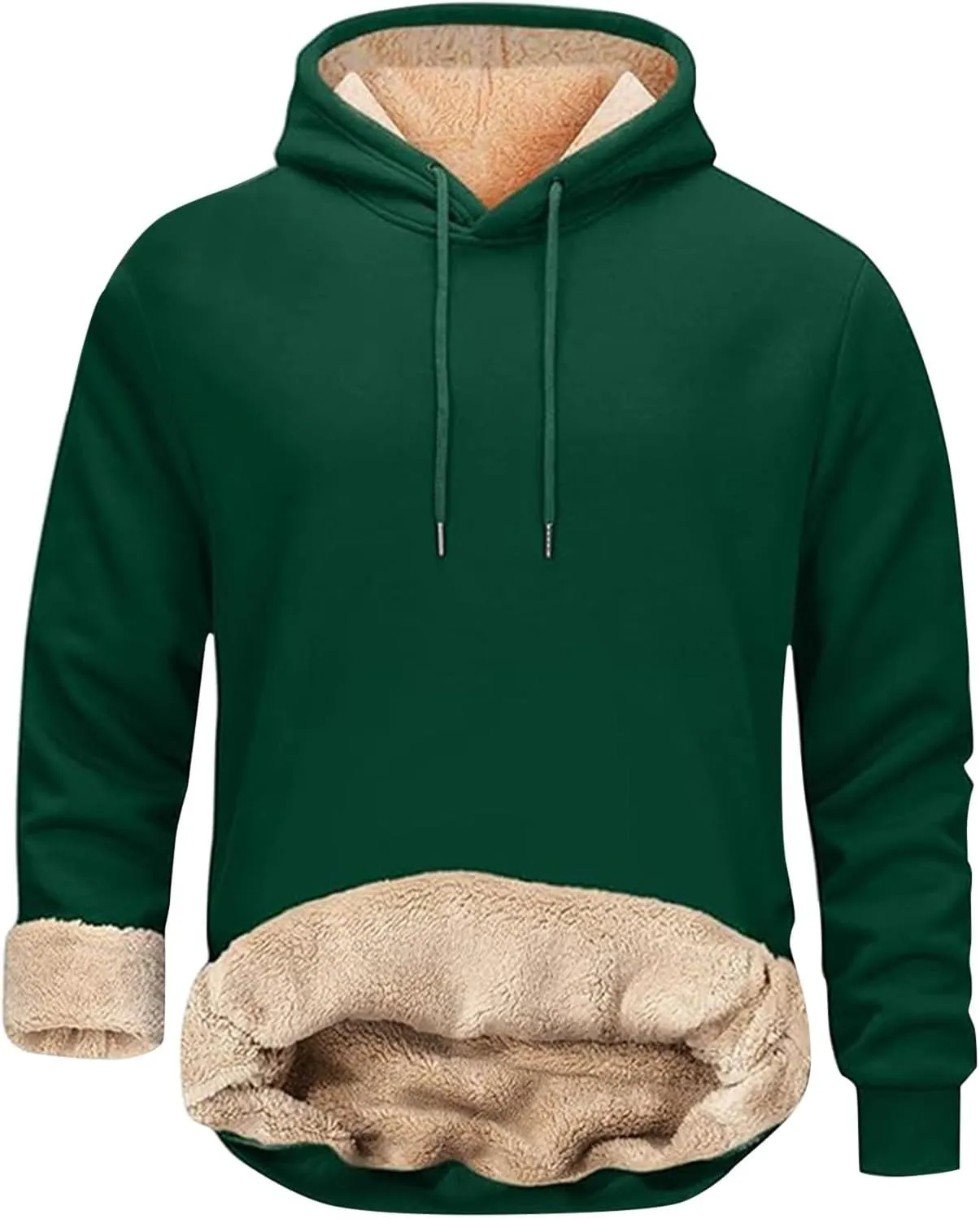 Mens Fleece Sherpa Lined Tracksuit 2 Piece Warm Hoodie Sweatshirts Sweatpants Suit Set Casual Trendy Winter Pullover